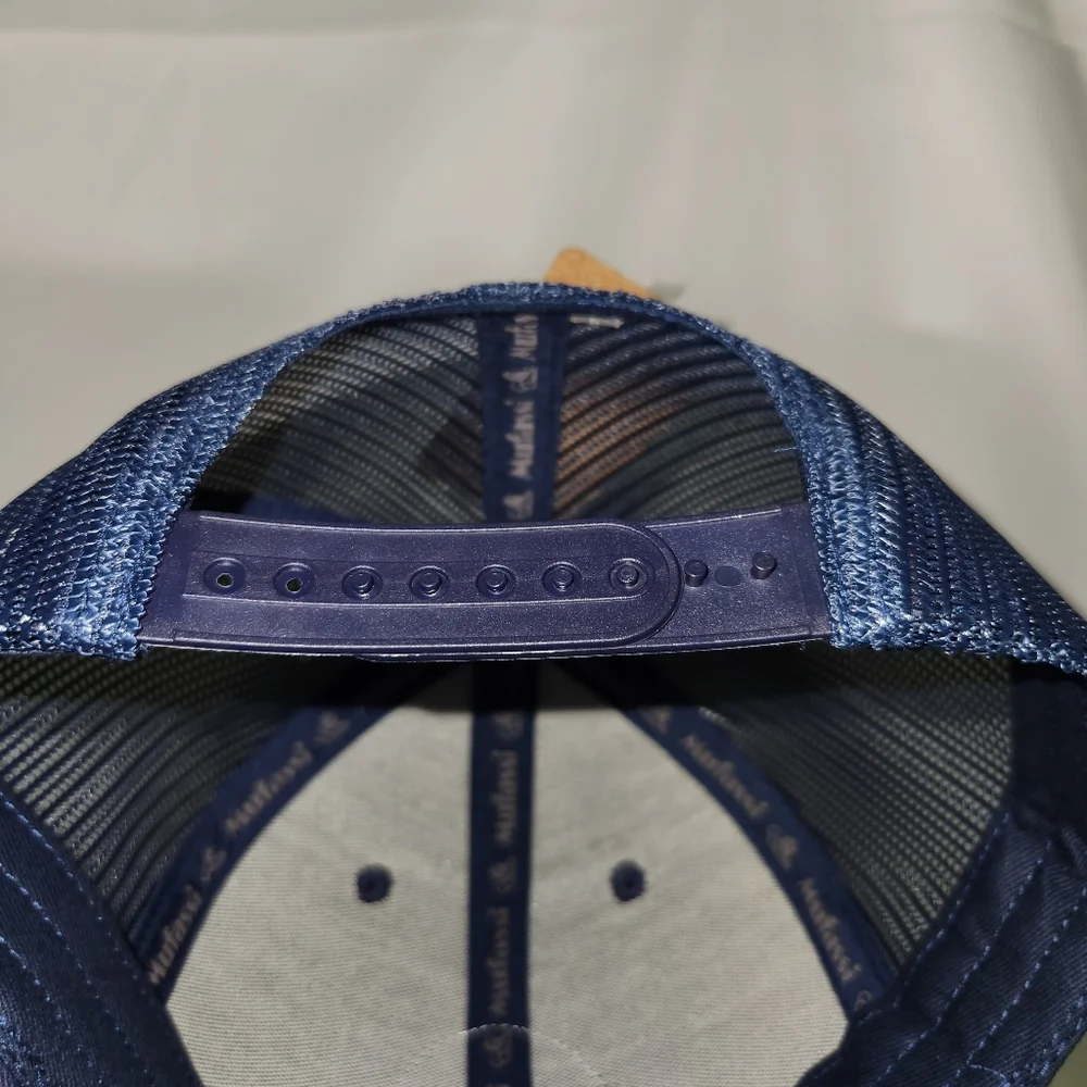 Compass Leather Patch‎ Mesh Adjustable Navy Blue Snap Back Hat New